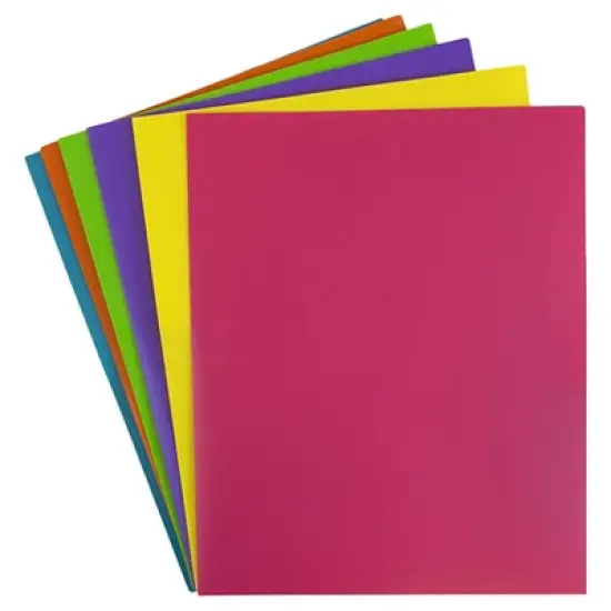JAM 6pk POP 2 Pocket School Presentation Plastic Folders Fashion Colors image {1}