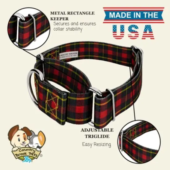 Country Brook Petz HossFit Jr Wide Martingale Dog Collar - Plaid and Argyle Collection image {7}