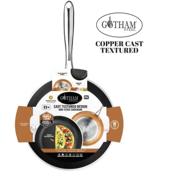 Gotham Steel Copper Cast Textured 11'' Nonstick Fry Pan with Stay Cool Handle image {1}
