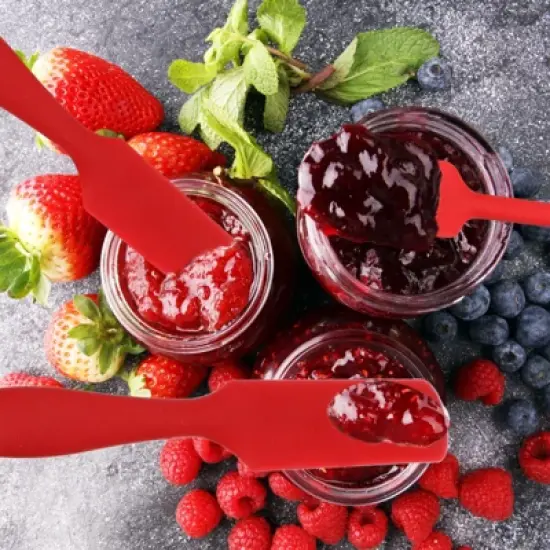 Unique Bargains Silicone Jar Spatula,  Heat Resistant Jam Spreader Non-Stick Long with Handle image {4}