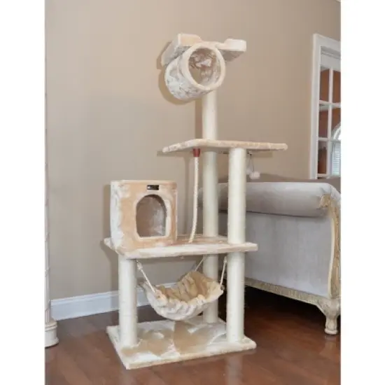 Armarkat 62" Real Wood Cat Tree With Scratch posts, Hammock for Cats And Kittens A6202 image {2}