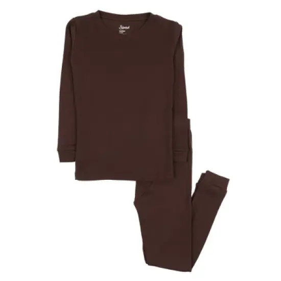 Leveret Kids Two Piece Long Sleeve Cotton Solid Neutral Color Pajamas image {4}