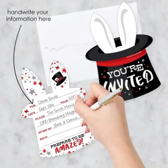 Big Dot of Happiness Ta-Da, Magic Show - Shaped Fill-In Invitations - Magical Birthday Party Invitation Cards with Envelopes - Set of 12 image {1}