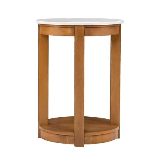 Vebell Round End Table White/Natural - Aiden Lane image {4}