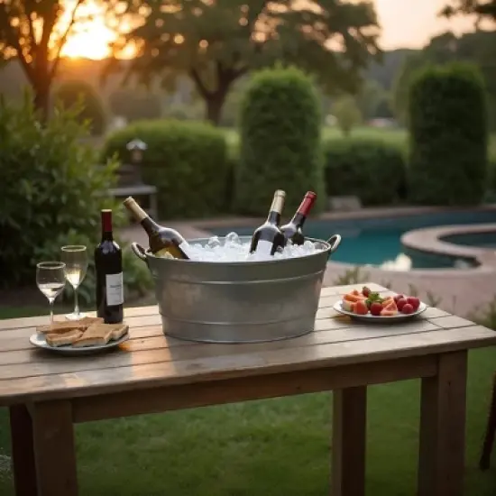 Royal Hampton 23 Inch Beverage Tub with 2 Handles, Galvanized Steel Construction image {1}