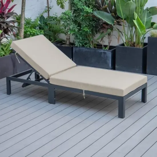 LeisureMod Chelsea Modern Outdoor Patio Lounge Chairs with Black Frame image {3}