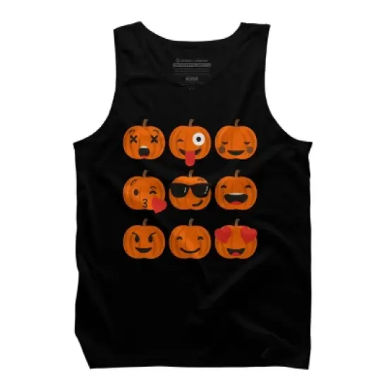 Men's Design By Humans Halloween Pumpkins Emoji By honeytree Tank Top image {4}