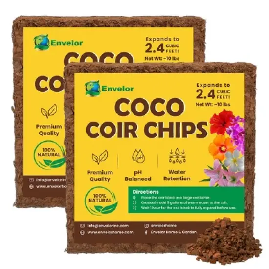 Envelor 10 lb. Coco Coir Husk Chips 2-Pack &ndash; 2.4 Cu. Ft. Compressed Coconut Coir Bricks image {5}
