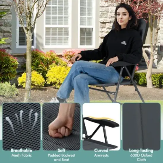 Tangkula 4PCS Patio Folding Chairs Back Adjustable Reclining Padded Garden Furniture image {6}
