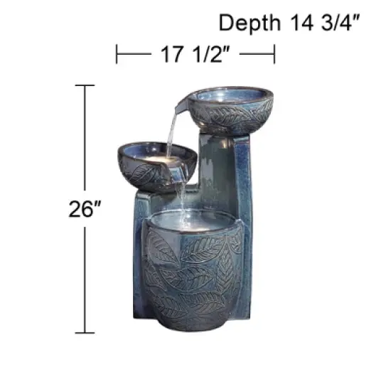 John Timberland Summer Leaves Cascading Bowls Modern Outdoor Floor Water Fountain with LED Light 26" for Yard Garden Patio Deck Porch House Exterior image {6}