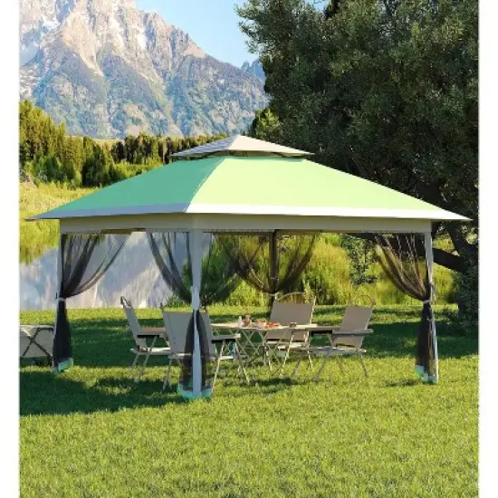 13x13 FT Gazebo Outdoor Canopy Tent, Outdoor Patio Gazebo, with Mosquito Netting, 4 Sandbags & Wheeled Bag, for Backyard image {9}