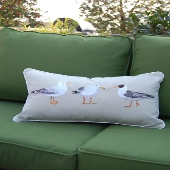 RightSide Designs Seagull Flash Mob Indoor/Outdoor Lumbar Throw Pillow image {2}