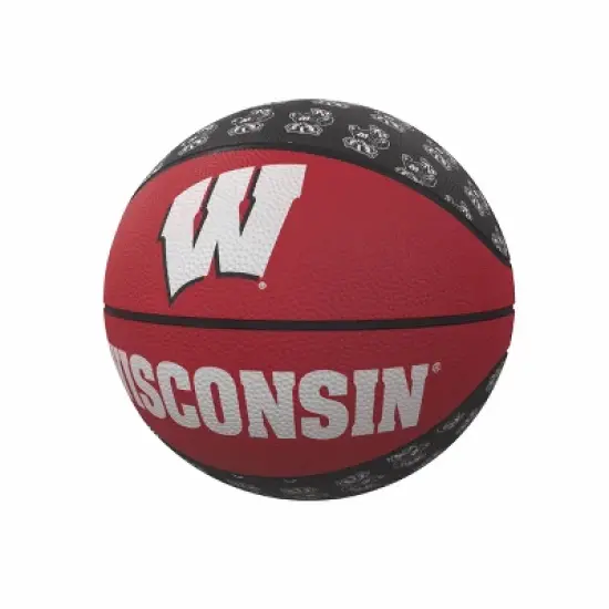 NCAA Wisconsin Badgers Repeating Logo Mini-Size Rubber Basketball image {1}