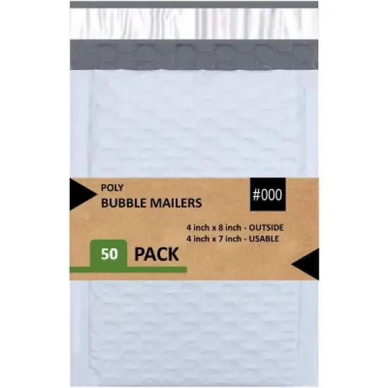 Link Size #000 4"x8" Poly Bubble Mailer Self-Sealing Waterproof Shipping Envelopes Pack Of 10/25/50/100/500 image {9}