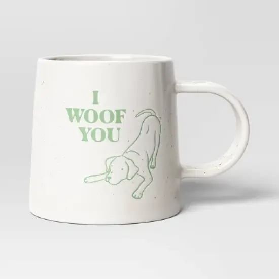 16oz Stoneware I Woof You Mug White - Room Essentials&trade;: Coffee Mug, Microwave & Dishwasher Safe, Dorm Room Essential image {3}