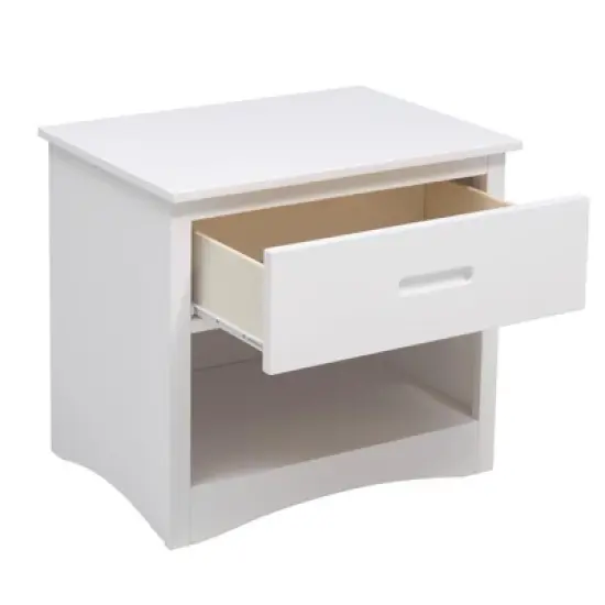 Galen 1-Drawer Transitional Wood Nightstand in White - Lexicon image {5}
