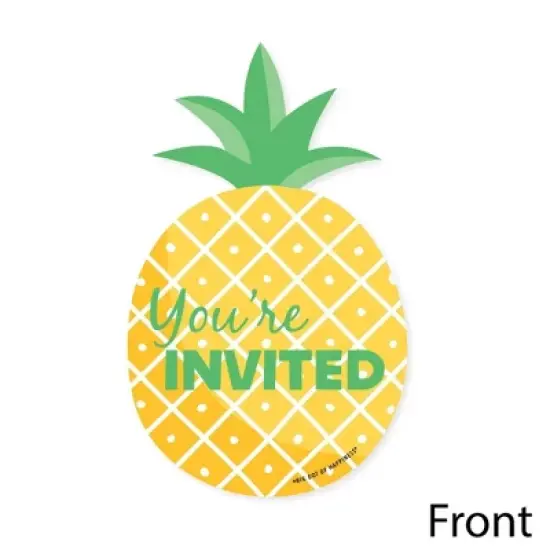 Big Dot of Happiness Tropical Pineapple - Shaped Fill-in Invitations - Summer Party Invitation Cards with Envelopes - Set of 12 image {2}