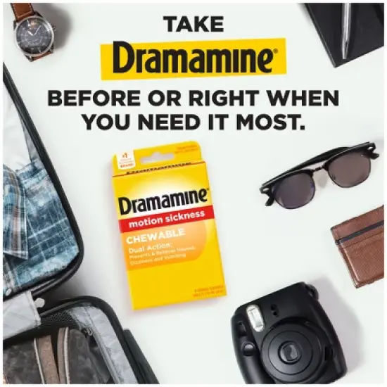 Dramamine Motion Sickness Relief Tablets for Nausea, Dizziness & Vomiting - Orange - 4ct image {3}