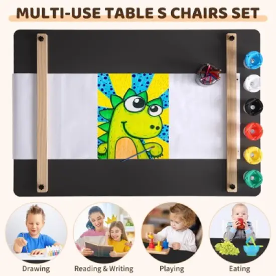 4 In 1 Kids Art Table and Chair Set,Toddler Craft Large Storage Desk With Portable Art Supply Organizer image {4}