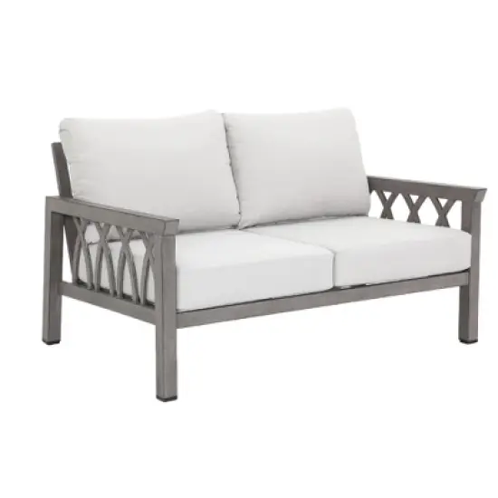 COWLOWN Outdoor Aluminum Loveseat, 2-Seater All-Weather Patio Sofa with Cushions, Modern Rust-Resistant Couch for Garden, Balcony, or Poolside image {5}