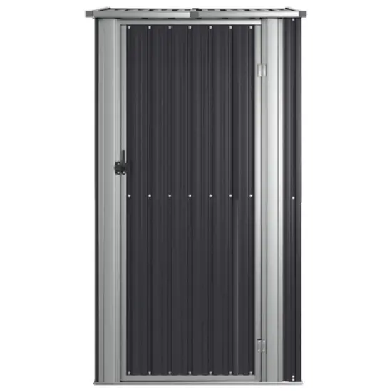 vidaXL Storage Shed - Galvanized Steel Anthracite Garage Tool House - Lockable Door - Weatherproof Garden Shelter image {3}