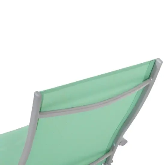 3pc Outdoor Aluminum Folding Adjustable Chaise Lounge Chair and Table Set Green - Crestlive Products image {5}