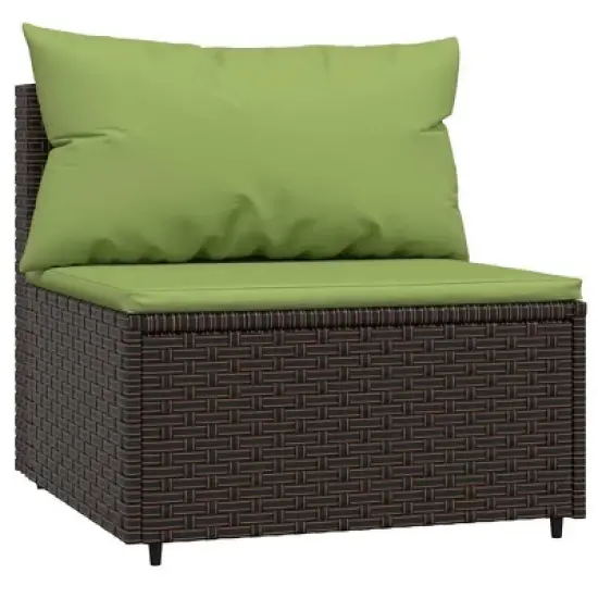 vidaXL Patio Lounge Set Brown with Green Cushions image {4}