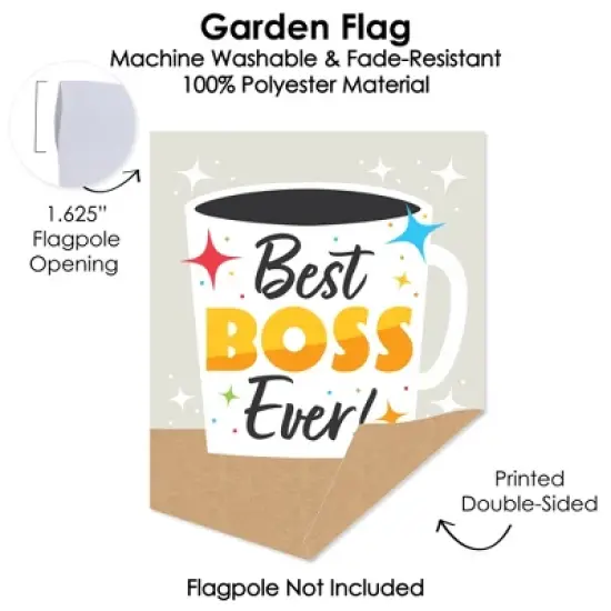 Big Dot of Happiness Happy Boss's Day - Outdoor Home Decorations - Double-Sided Best Boss Ever Garden Flag - 12 x 15.25 inches image {2}