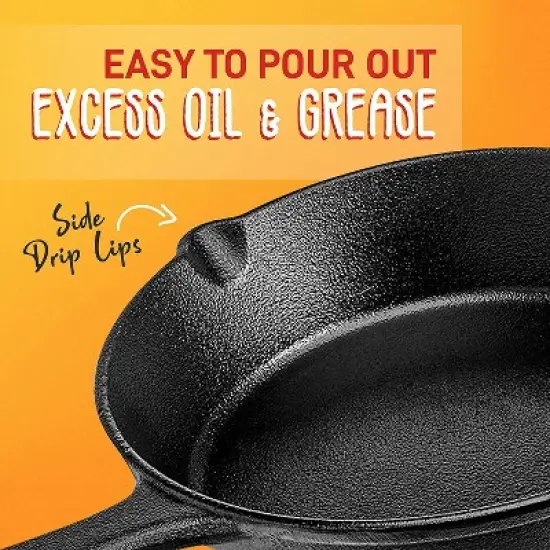 NutriChef Heavy Duty Non Stick Pre Seasoned Cast Iron Skillet Frying Pan 3 Piece Set Includes 8-Inch, 10-Inch, 12-Inch Pans, with Silicone Handles image {2}