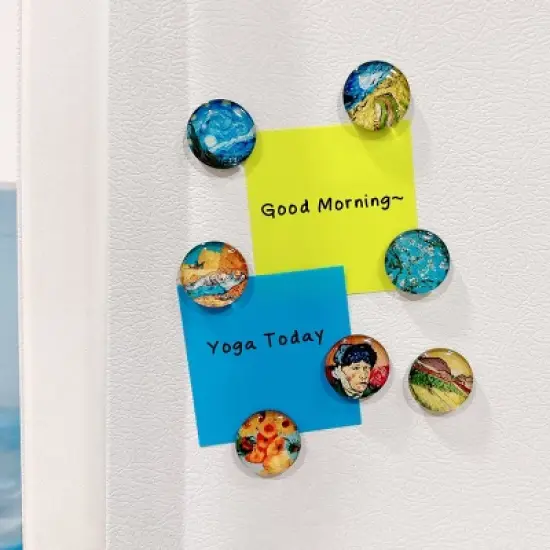 Wrapables Crystal Glass Magnets, Refrigerator Magnets for Office Whiteboards, Cabinets, Lockers (Set of 12), Famous Paintings image {6}