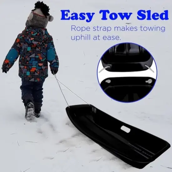 Slippery Racer Downhill Sprinter Flexible Kids Toddler Plastic Cold-Resistant Toboggan Snow Sled with Pull Rope and Handles -35 Inch- (2 Pack) image {7}