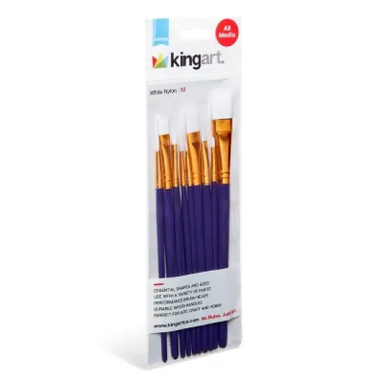 KINGART White Nylon Brush Set 10 pc image {2}