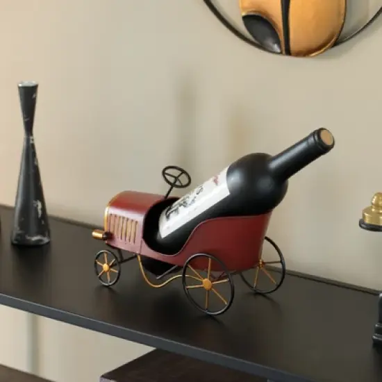 Vintiquewise Metal Figurine Car Shaped Vintage Wine Single Bottle Holder Stand Rack image {4}