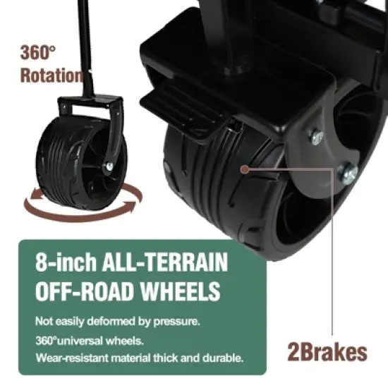 RISOKEYS Collapsible Folding Wagon Cart 220Lbs Capacity,With Adjustable Handle & All-Terrain Wheels for Beach,Camping,Outdoor image {5}