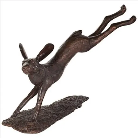 Design Toscano Leaping Hare, Jumping Rabbit Cast Bronze Garden Statue image {1}