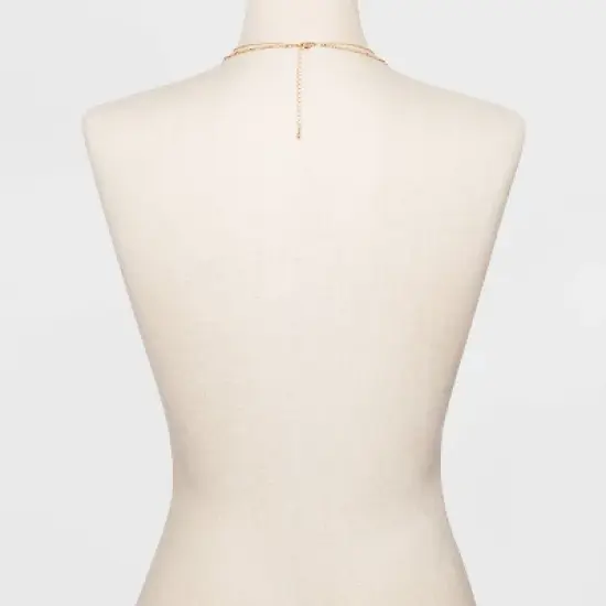 Mother of Pearl and Metal Two Row Layered Necklace Pendant - A New Day&trade; Gold image {2}