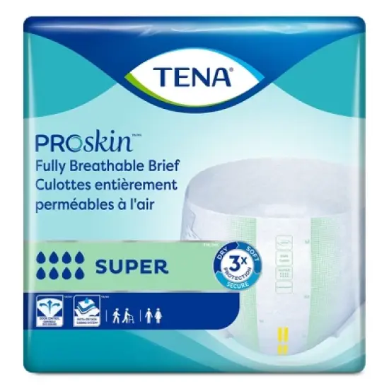 TENA Stretch Super Incontinence Briefs, Heavy Absorbency, Unisex, 3XL, 8 Count, 4 Packs, 32 Total image {1}