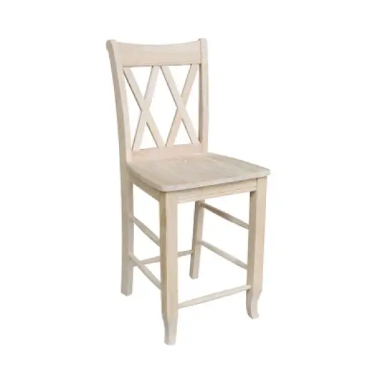 24" Double X Back Counter Height Barstool Unfinished - International Concepts image {2}