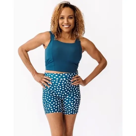 Lime Ricki Women's Indigo Square Neck Swim Crop image {4}