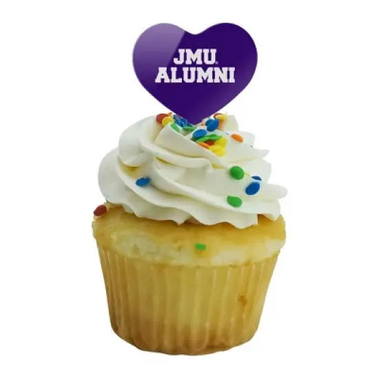 James Madison University Alumni Heart Love Cupcake Picks Toppers Decoration Set of 6 image {4}