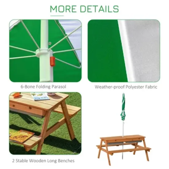 Dexmalle Kids Picnic Table with Umbrella and Storage Inside image {4}