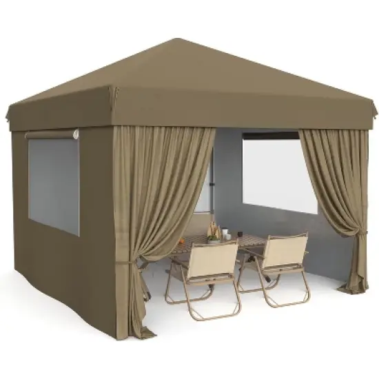 10x10FT Pop Up Canopy Tent, Folding Tent Shelter with 4 Removable Sidewalls, Easy Setup Outdoor Canopy, Height Adjustable Shelter Gazebos image {12}