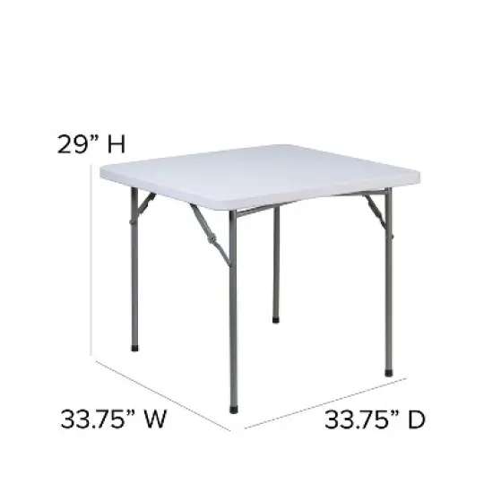 Emma and Oliver 2.81-Foot Square Granite White Plastic Folding Table - Card Table/Game Table image {2}