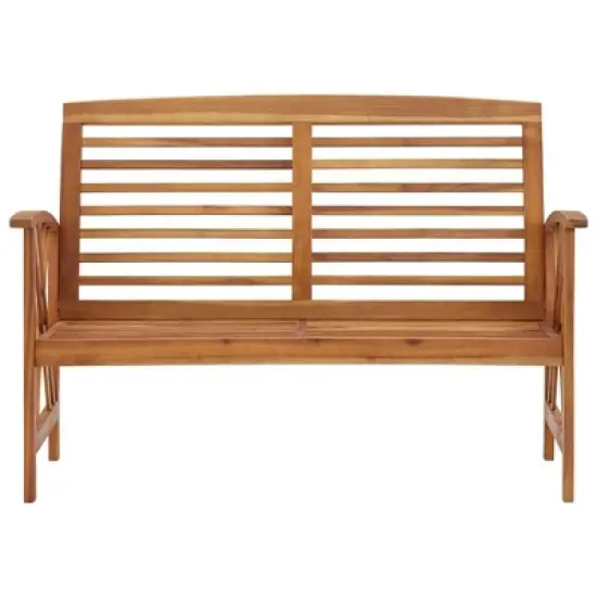 vidaXL Outdoor Patio Bench Wooden Garden Bench with Armrests Solid Wood Acacia - Brown image {7}