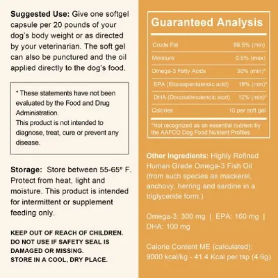 Chew + Heal Wild-Caught Omega Skin + Coat Softgels Made with Wild-Caught Fish Oil Supplement for Dogs & Cats, 180 count image {6}