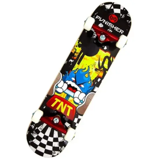 Punisher TNT Skateboard with 7 Layer Canadian Maple Double Kick Concave Deck & ABEC-7 High Speed Bearings (Yellow) image {2}