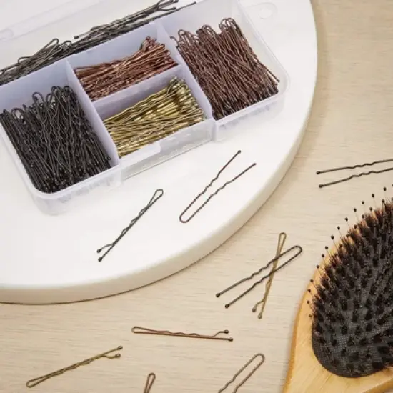 Okuna Outpost 360 Pieces U Shaped Hair Pins with Case, Hair Accessories for Women Girls (2 In, 4 Colors) image {1}