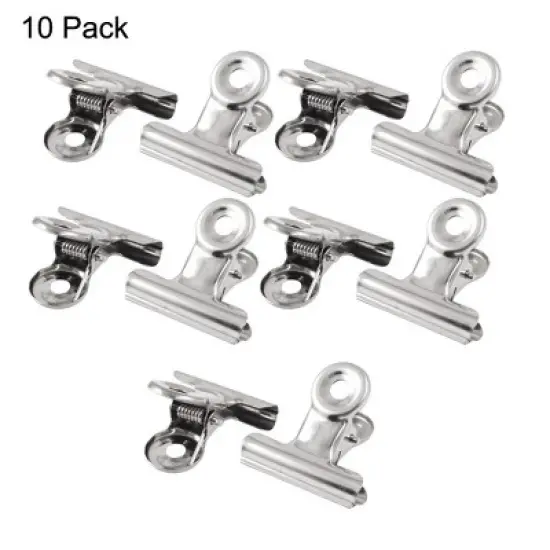 Unique Bargains Durable Metal Silver Compact Lightweight Office Binder Clip 1.2 Inch Silver 10 Pcs image {1}