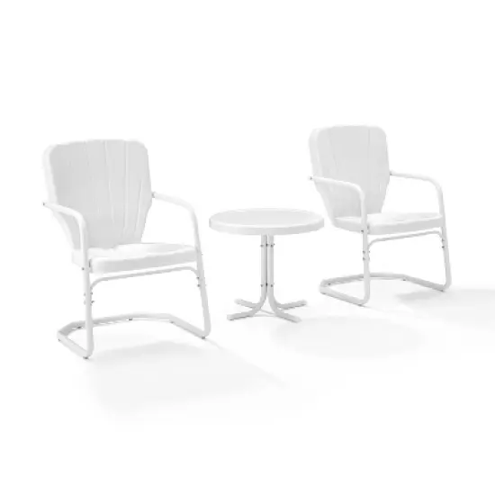 Ridgeland 3pc Outdoor Seating Set - White - Crosley image {5}