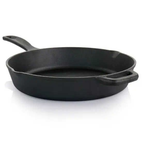Oster Castaway 12 Inch Cast Iron Round Frying Pan with Dual Spouts image {1}